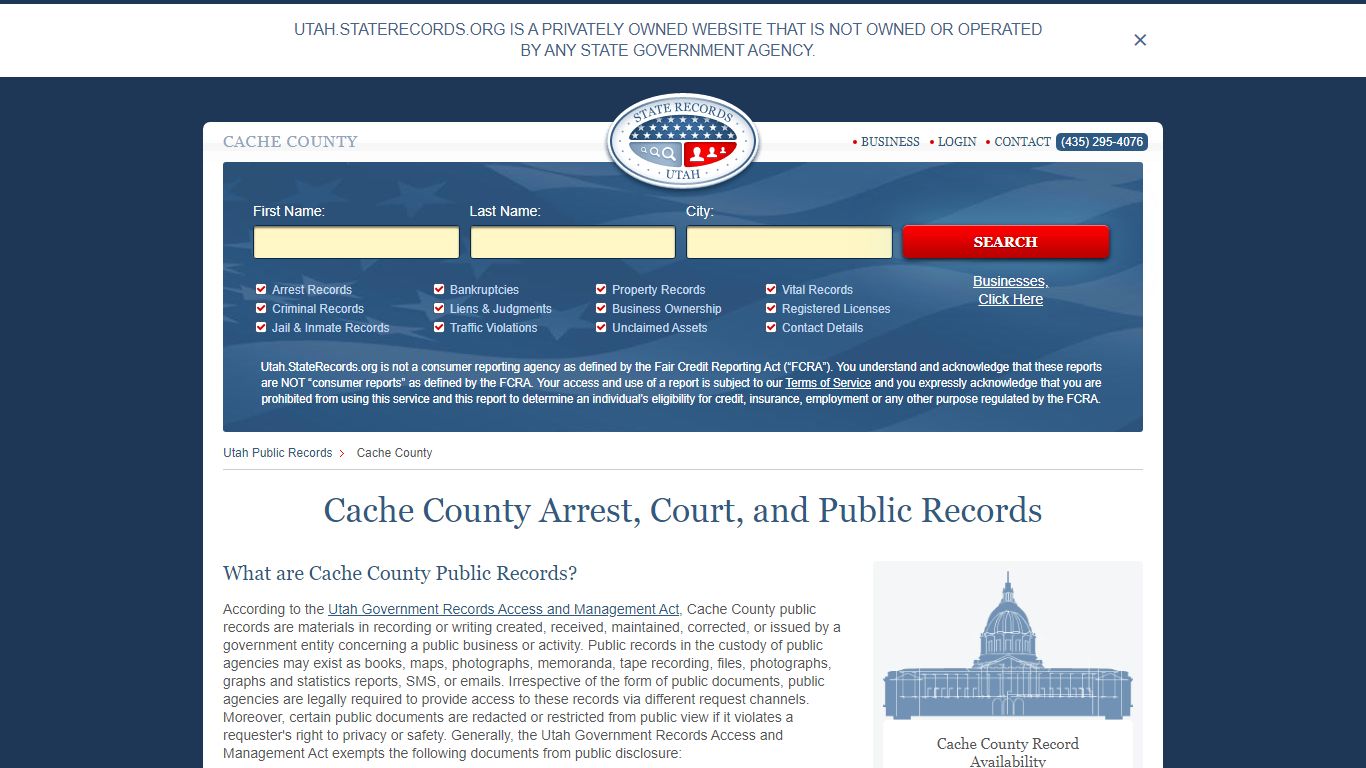 Cache County Arrest, Court, and Public Records