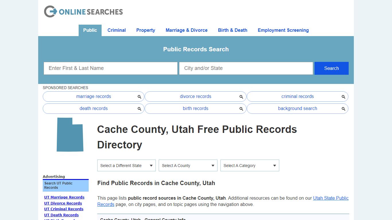 Cache County, Utah Public Records Directory - OnlineSearches.com