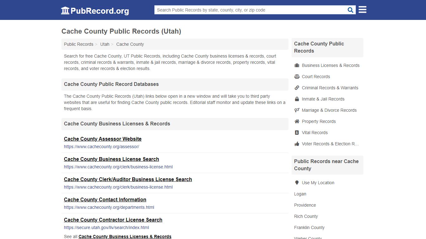 Free Cache County Public Records (Utah Public Records) - PubRecord.org