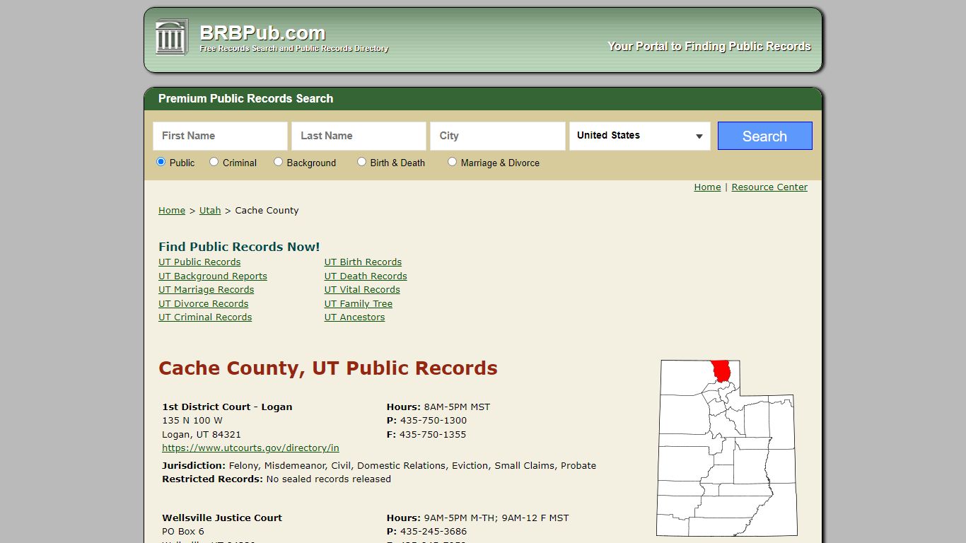 Cache County Public Records | Search Utah Government Databases - BRB Pub
